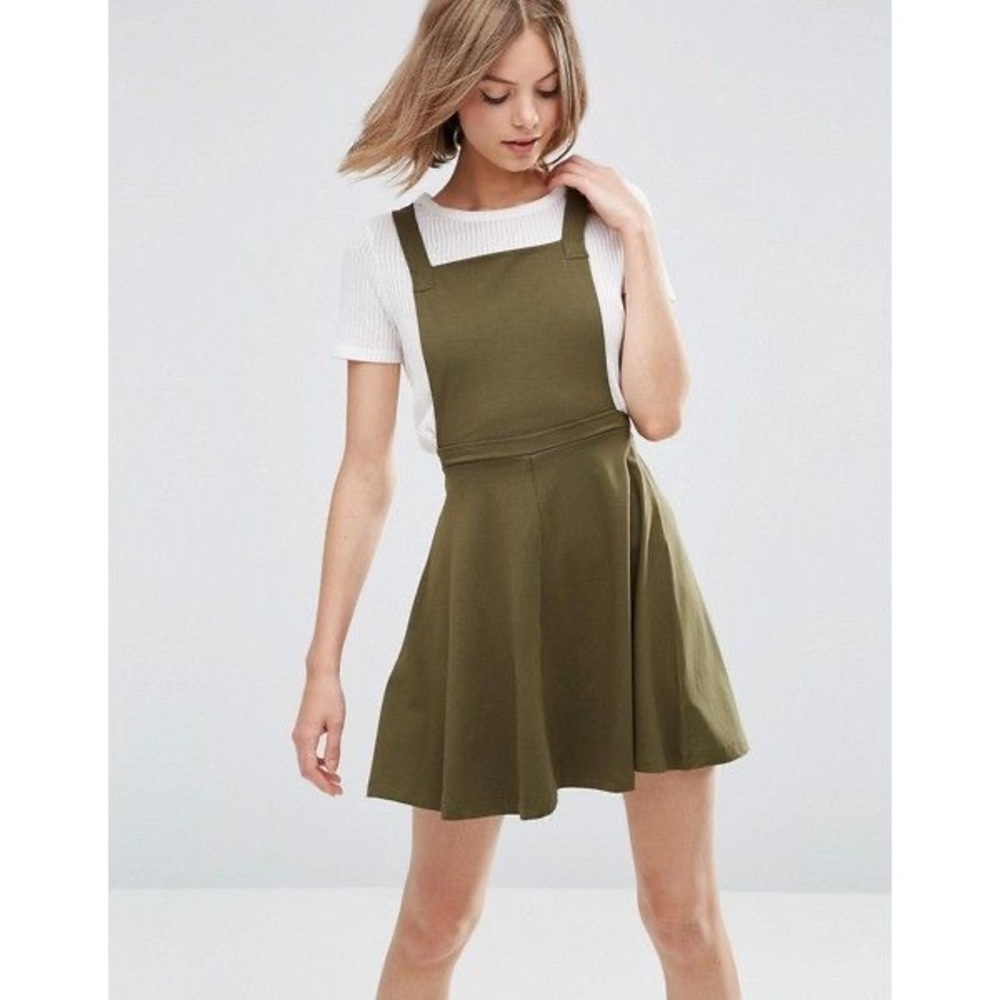 ASOS Mini Pinafore Jumper Green Dress US12